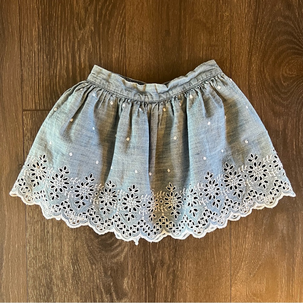 Gap Kids Chambray Eyelet Skirt, Size Small